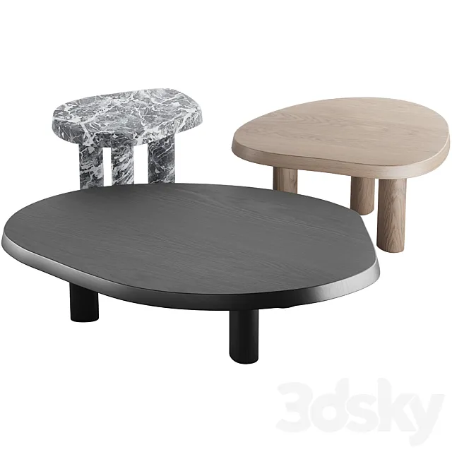 013 L Series Marble Wood Coffee Table 3DModel
