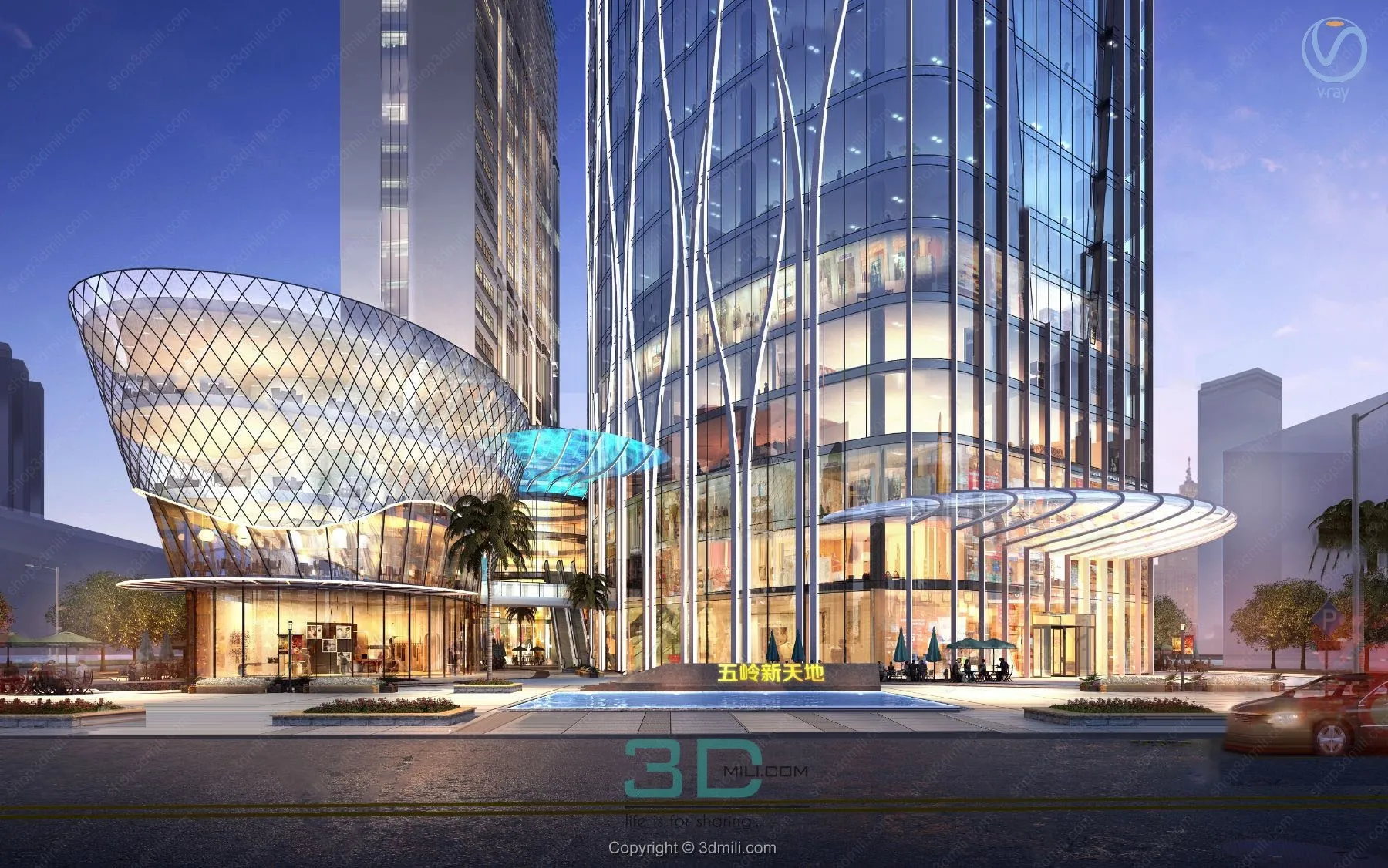 02.Modern shopping mall building exterior 3d model – 11035