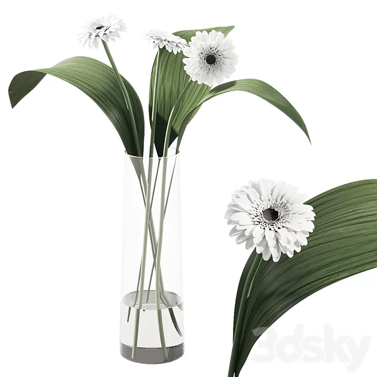 021 Flowers and leaves in vase indoor decor plant 3D Model Free Download