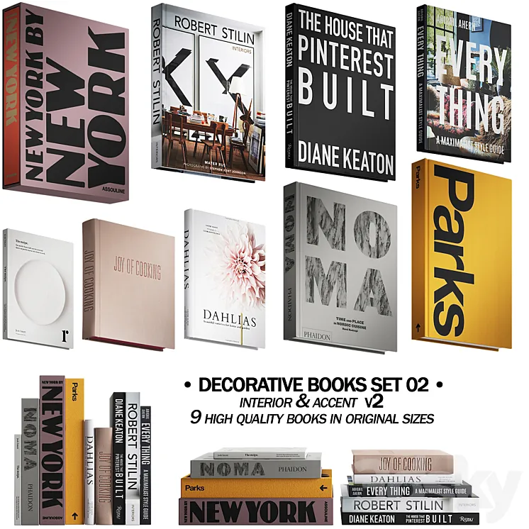 031 Decorative books set 02 diverse 00 3D Model Free Download