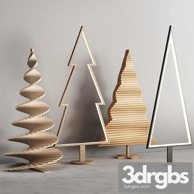035 Modern Christmas Trees 01 Wood And Light 3D Model Download 035 Modern Christmas Trees 01 Wood And Light 3D Model Download