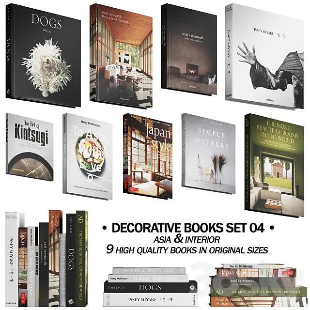 037_Decorative books set 04 Asia & Interior 00 3DModel