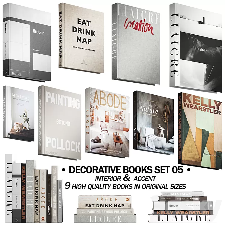 046_Decorative books set 05 neutral 02 3D Model Free Download