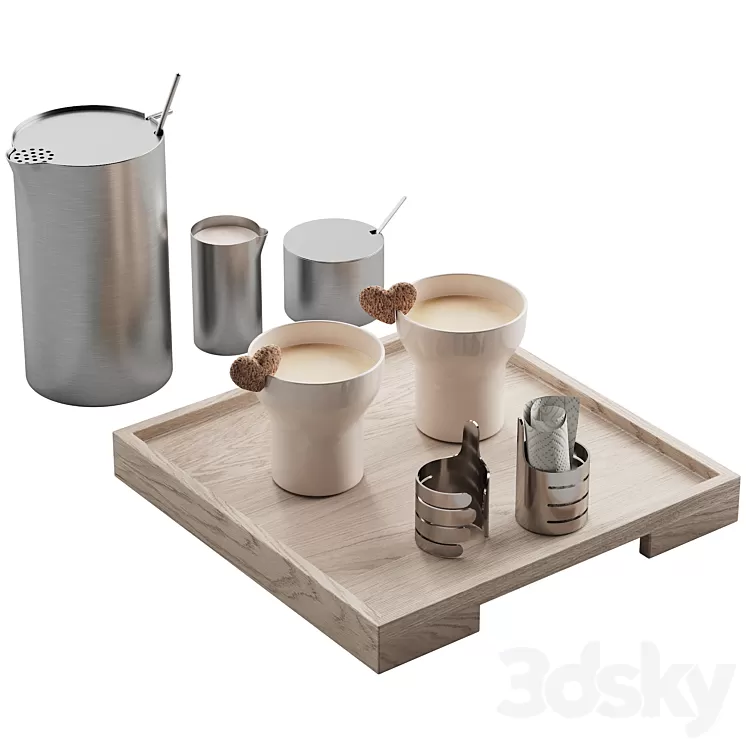 062_Kitchen decor set DISHES coffee set 01 3D Model Free Download
