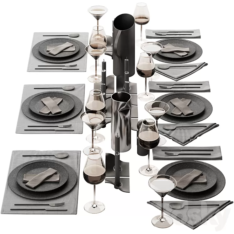 063 Tableware decor set 01 dark matte 00 3D Model Free Download 063 Tableware decor set 01 dark matte 00 3D Model Free Download
