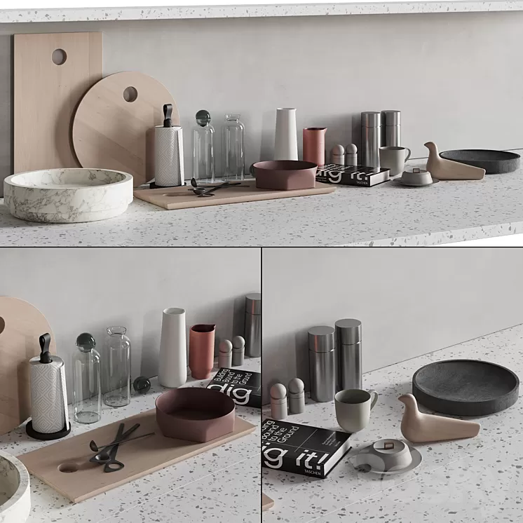 066 Kitchen Decor Set Accessories 01 3D Model