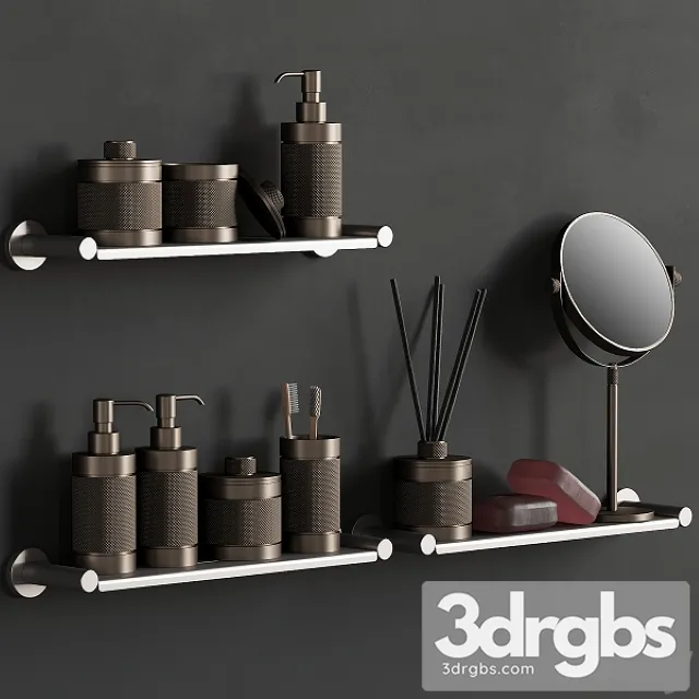 089 Bathroom Decor Set Accessories Bronze Matte 00 3D Model Download