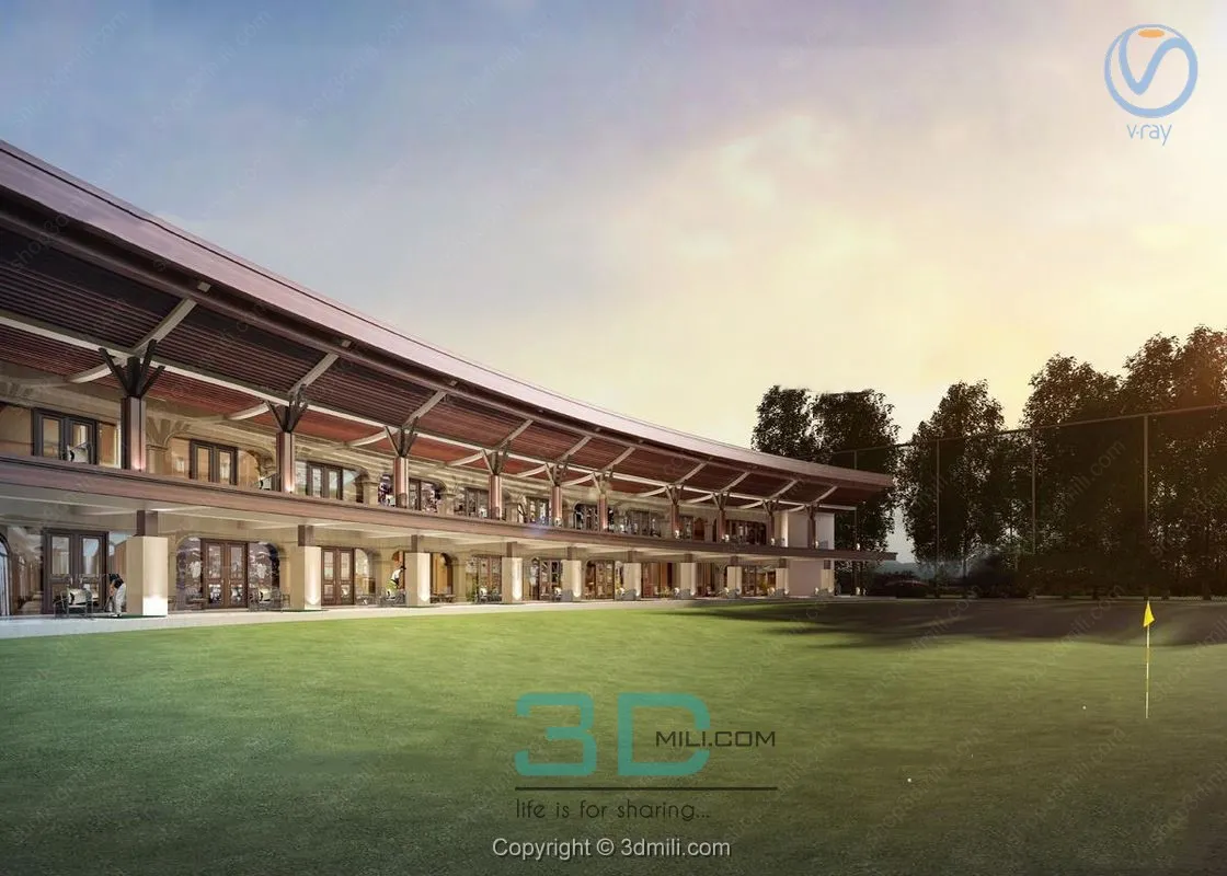 09.Modern golf driving range 3D model – 11042