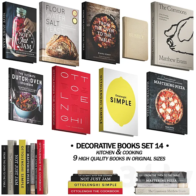 092 Decorative books set 14 Kitchen and Cooking 01 3DModel