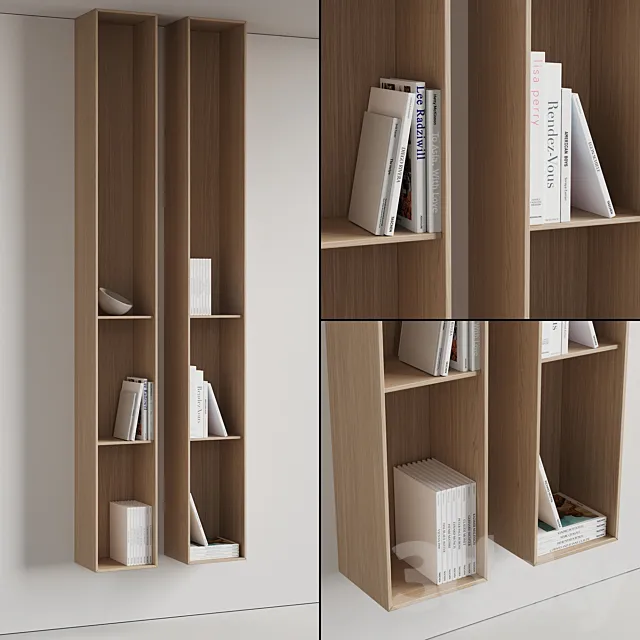096 Wall rack shelves 03 neutral & minimal wood 01 3DModel