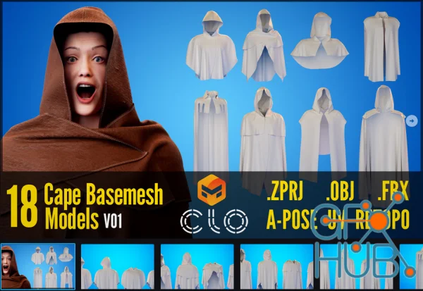 10 + 8 Capes Basemesh Models + Reference Images for texturing + Bonus + Project Files