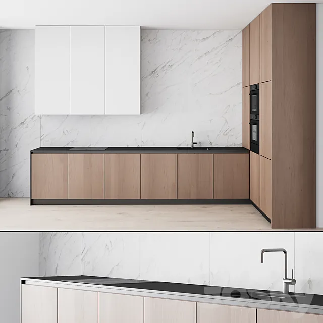 107 modern kitchen 04 minimal white wood marble 3DModel 107 modern kitchen 04 minimal white wood marble 3DModel