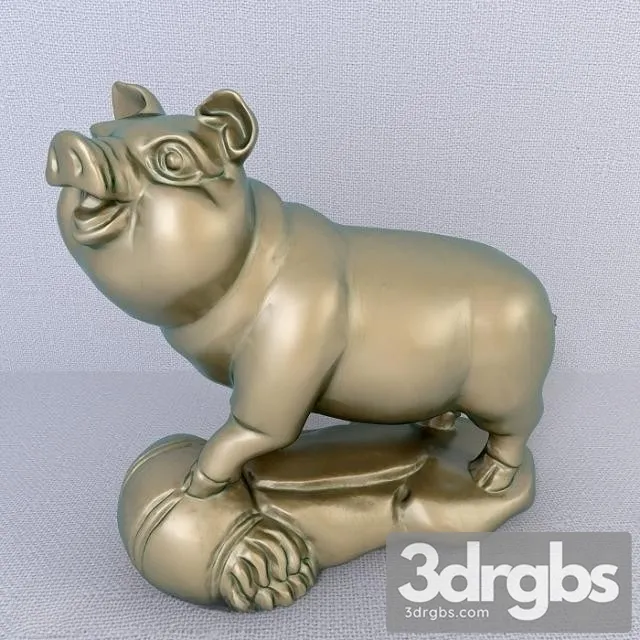 12 Bronze Zodiac Animals Pig 3D Model Download
