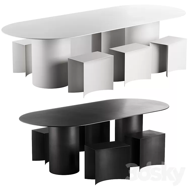 126 Desalto MM8 table with Void stool 3D Model Free Download