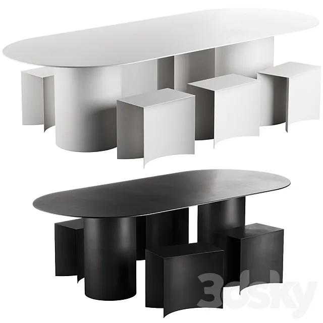 126 Desalto MM8 table with Void stool 3DModel 126 Desalto MM8 table with Void stool 3DModel
