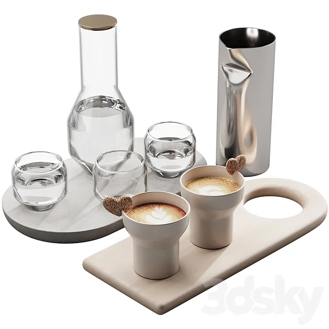 127 eat and drinks decor set 01 coffee and water kit 01 3DModel