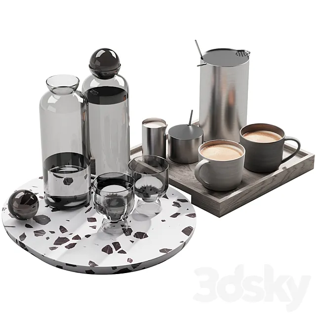 128 eat and drinks decor set 02 coffee and water kit 02 3DModel