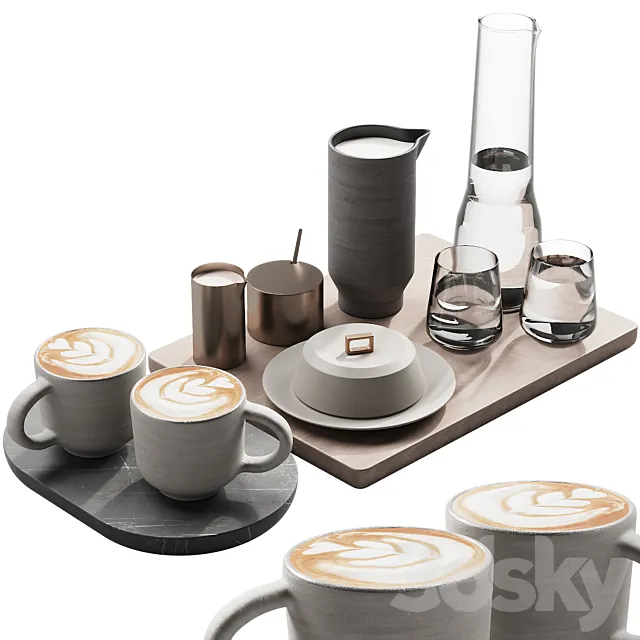 129 eat and drinks decor set 03 coffee and water kit 03 3DModel