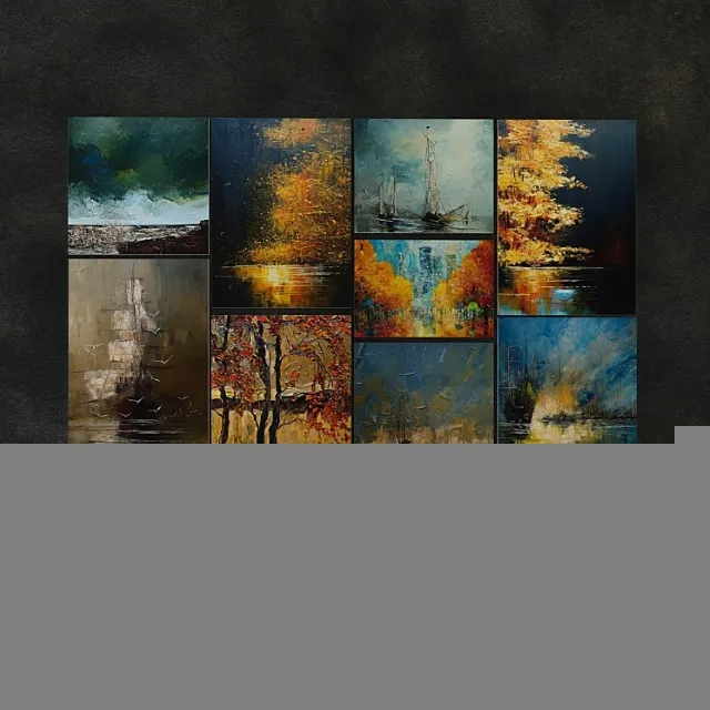 13 Large Paintings by Justin Copenia 3D Model Download