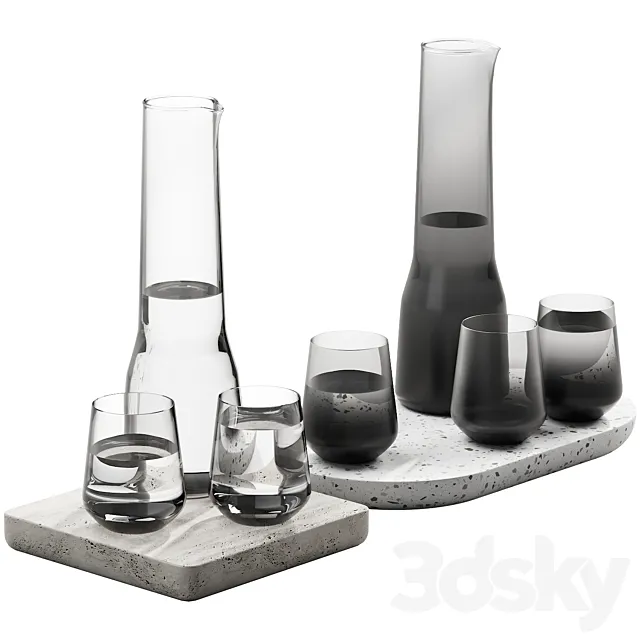 132 dishes decor set 07 iittala essence clear and smoked 3DModel