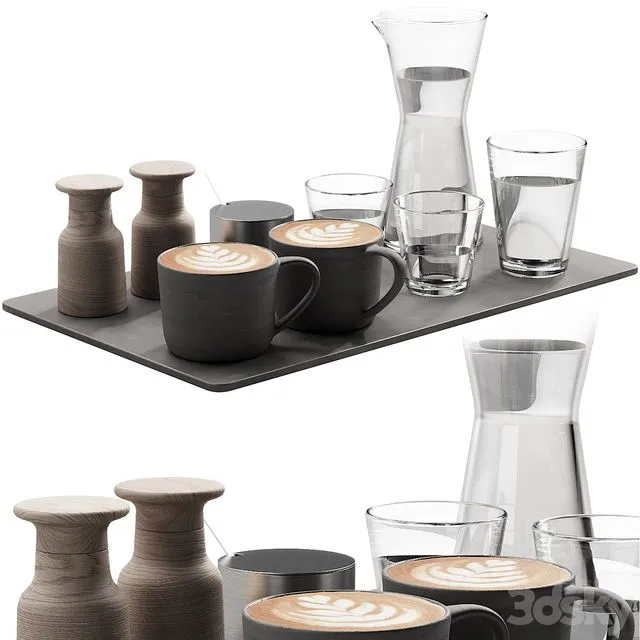 134 eat and drinks decor set 04 coffee and water 04 3D Model