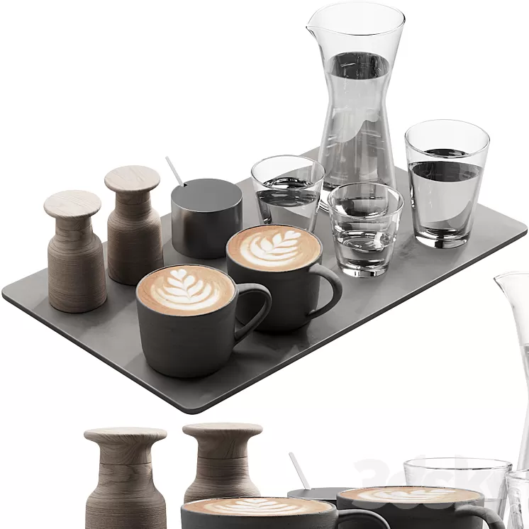 134 eat and drinks decor set 04 coffee and water 04 3D Model Free Download