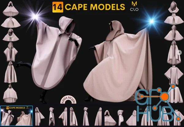 14 Cape Models (Male – Female) – Marvelous Designer – CLO3D PROJECTS+OBJ+FBX