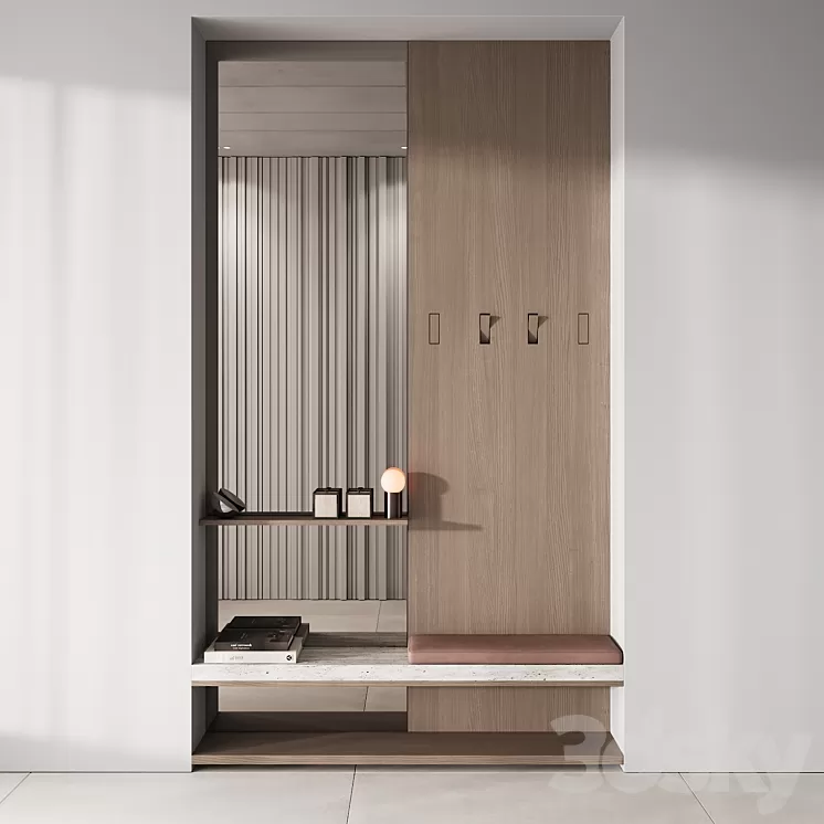 142 hallway zone 01 minimal wood japandi 01 3D Model Free Download