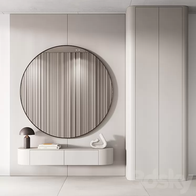 144 hallway zone 03 minimal modern with circle mirror 01 3D Model Free Download