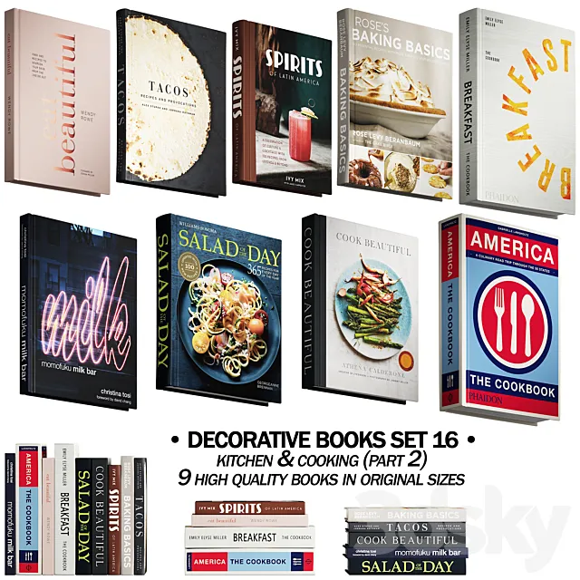 145 decorative books set 16 kitchen and cooking P02 3DModel 145 decorative books set 16 kitchen and cooking P02 3DModel