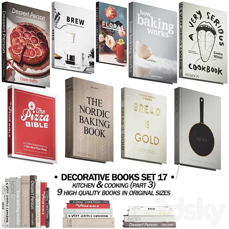 146 decorative books set 17 kitchen and cooking P03 3D Model Free Download