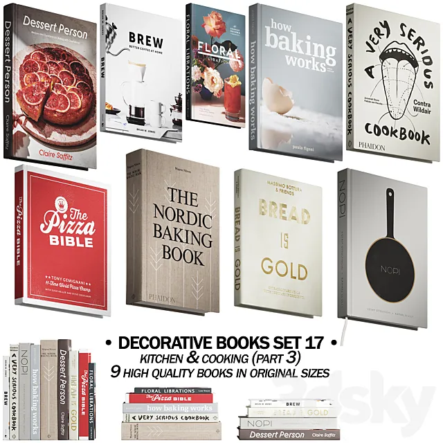 146 decorative books set 17 kitchen and cooking P03 3DModel 146 decorative books set 17 kitchen and cooking P03 3DModel