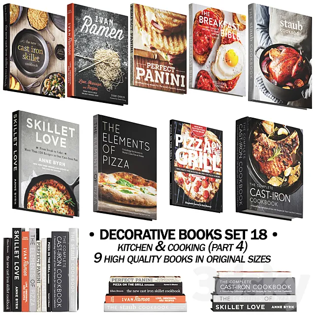 147 decorative books set 18 kitchen and cooking P04 3DModel