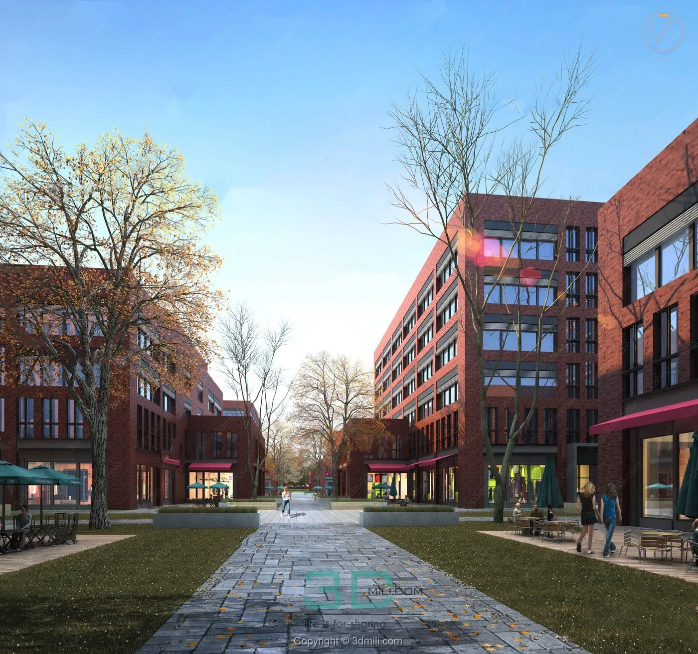 15.3d model of modern office building exterior – 11048