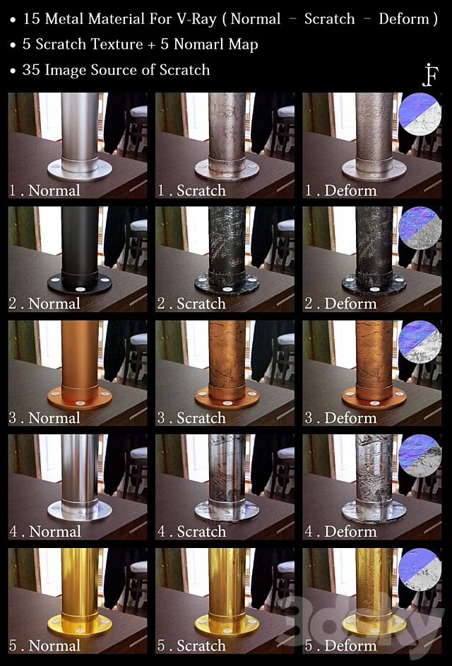 15 Metal Material For VRay Free Download