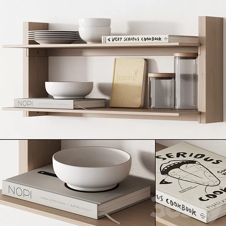 162 kitchen decor set accessories 05 dishes and books 01 3D Model 162 kitchen decor set accessories 05 dishes and books 01 3D Model