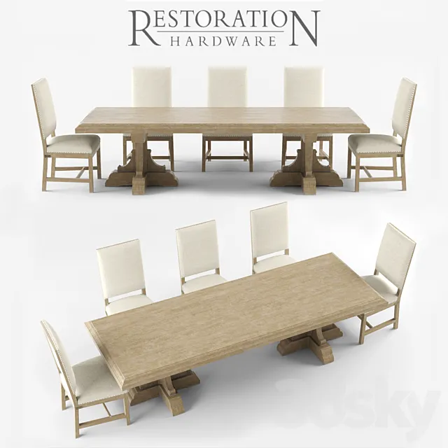 17TH C. FRENCH BASTIDE OAK RECTANGULAR DINING TABLE 3D Model 17TH C. FRENCH BASTIDE OAK RECTANGULAR DINING TABLE 3D Model