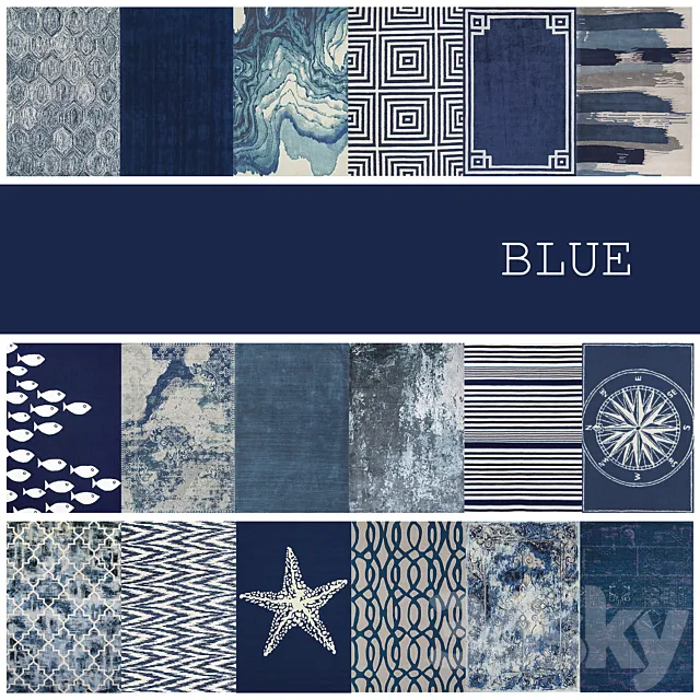 18 carpets in color BLUE 3DModel 18 carpets in color BLUE 3DModel