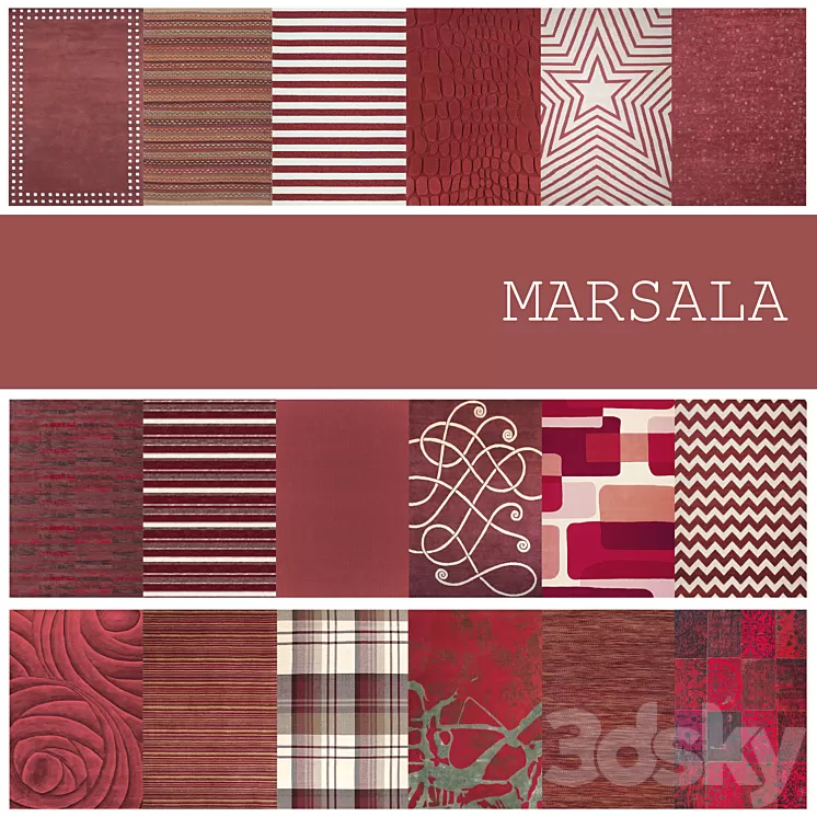 18 carpets in color MARSALA 3D Model 18 carpets in color MARSALA 3D Model