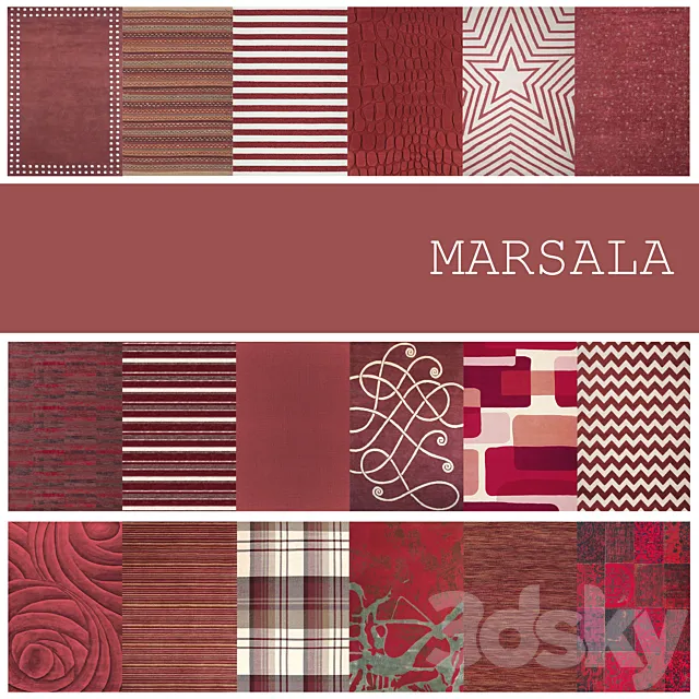 18 carpets in color MARSALA 3DModel 18 carpets in color MARSALA 3DModel