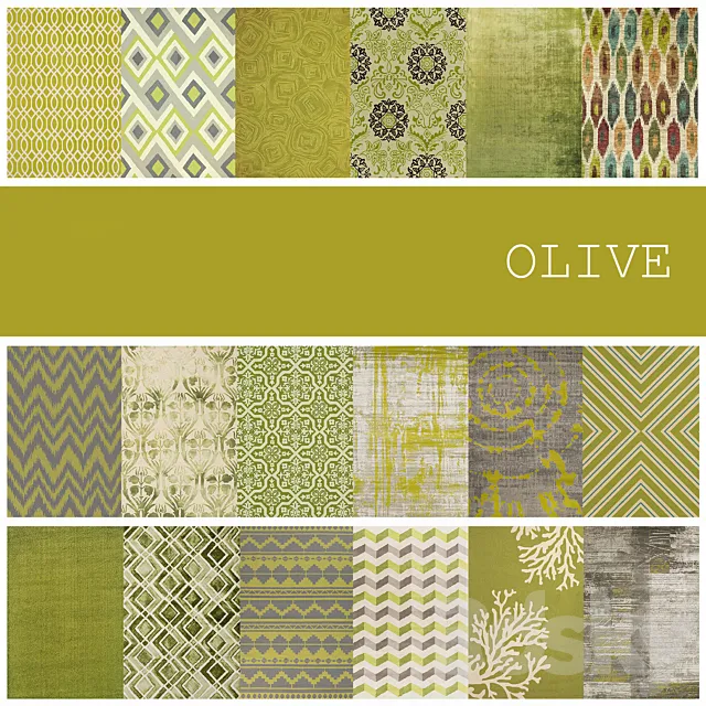 18 carpets in color OLIVE 3D Model 18 carpets in color OLIVE 3D Model