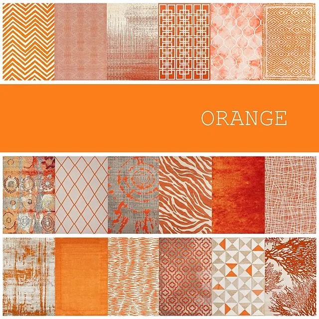 18 carpets in the color ORANGE 3DModel