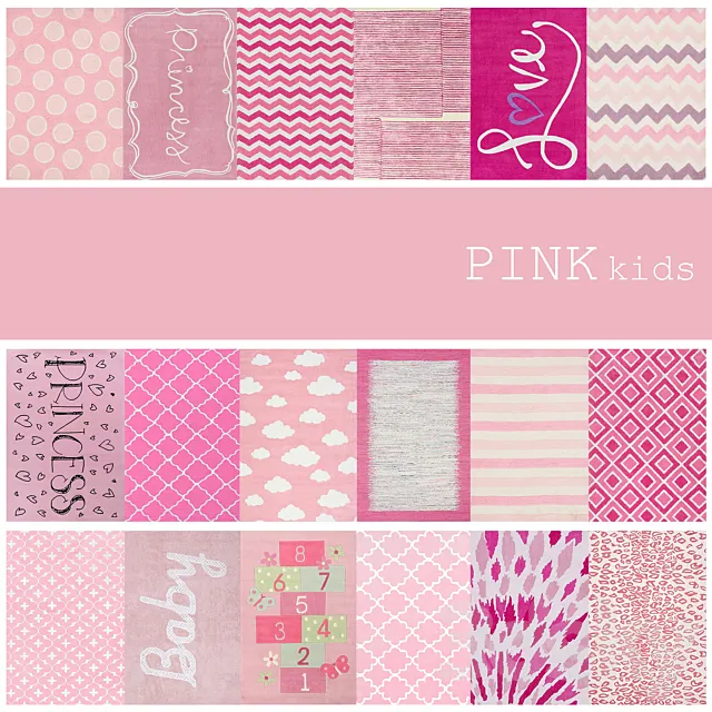 18 kids carpets colour PINK 3DModel 18 kids carpets colour PINK 3DModel