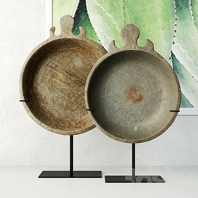 18th-19th Century Indian Stone Trays 3D Model 18th-19th Century Indian Stone Trays 3D Model