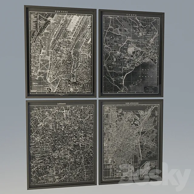 1900s Lithograph Map 3DModel