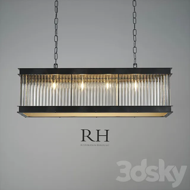 1920S ESSEX CRYSTAL ROD RECTANGULAR CHANDELIER 3D Model 1920S ESSEX CRYSTAL ROD RECTANGULAR CHANDELIER 3D Model