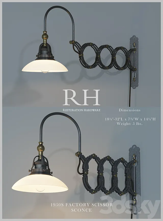 1950s Factory Scissor Sconce 3DModel