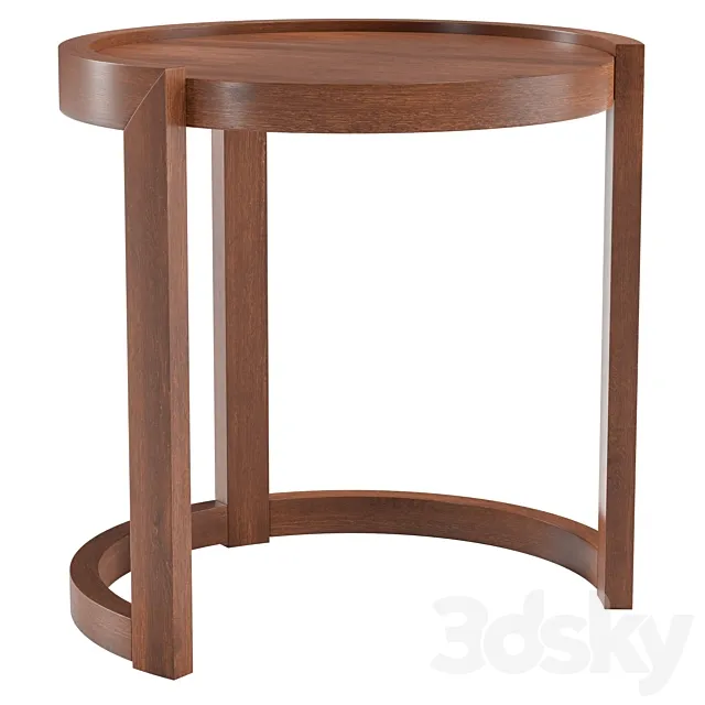 1950s Round Mahogany Side Table by Paul Laszlo 3D Model 1950s Round Mahogany Side Table by Paul Laszlo 3D Model