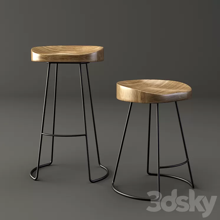 1950s Tractor Bar & Dining Stool 3D Model
