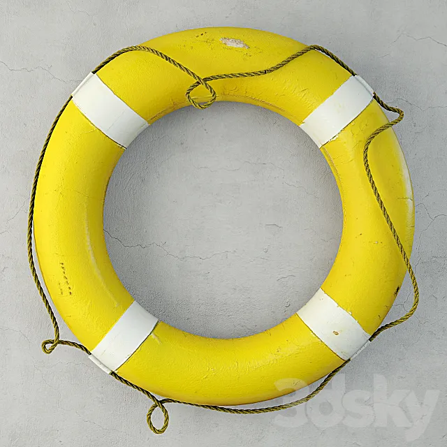1950s Yellow & White Life Preserver 3D Model 1950s Yellow & White Life Preserver 3D Model